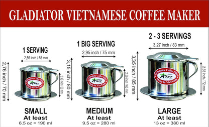 AMT 9.5 oz Coffee Maker with Phin Filter, Screw Down Dripper for Vietnamese Style Coffee at Home