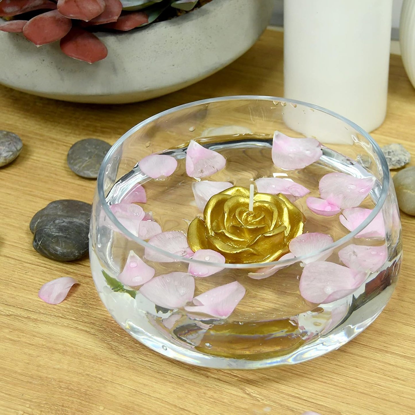 Zest Candle 12-Piece Folding Candles, 3-Inch, Metallic Gold Rose