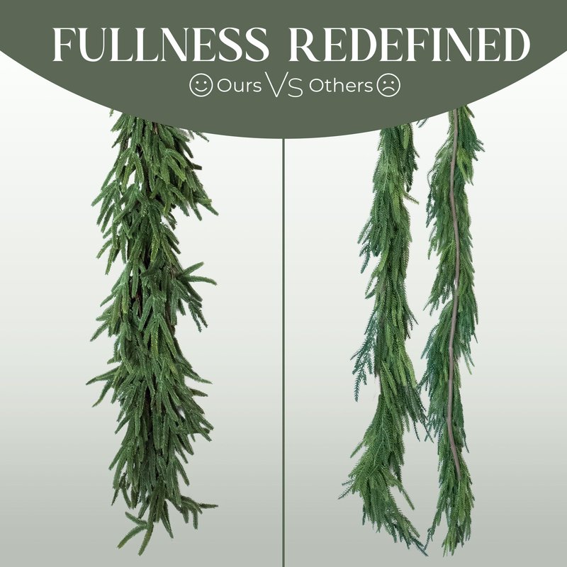 Vita Domi 72" Real Touch Norfolk Pine Garland Realistic 6ft, Christmas Garland for Mantle, Stairs, Fireplace, Soft and Bendable Real Touch Garland Christmas Greenery, Evergreen Christmas Garlands