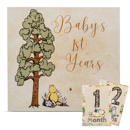 Baby Book Keepsake Memory Book (9.5”x8.5”), Hardcover Album w/Enclosed Spiral Binding, Baby Photo Albums w/Winnie the Pooh Graphics & Milestone Cards, Scrapbook Album