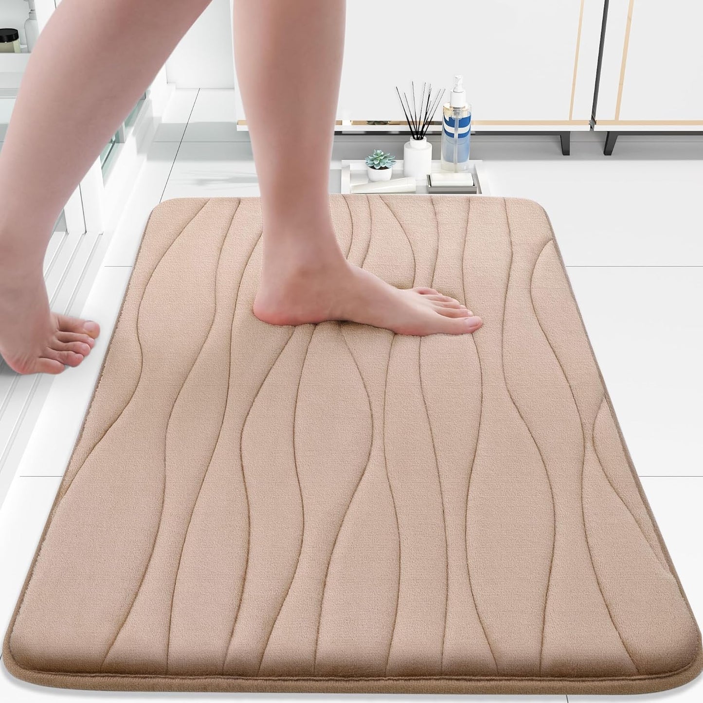 Buganda Memory Foam Bathroom Rug Mat 24x16, Extra Soft, Absorbent, Non-Slip, Machine Washable Bath Rugs for Bathroom