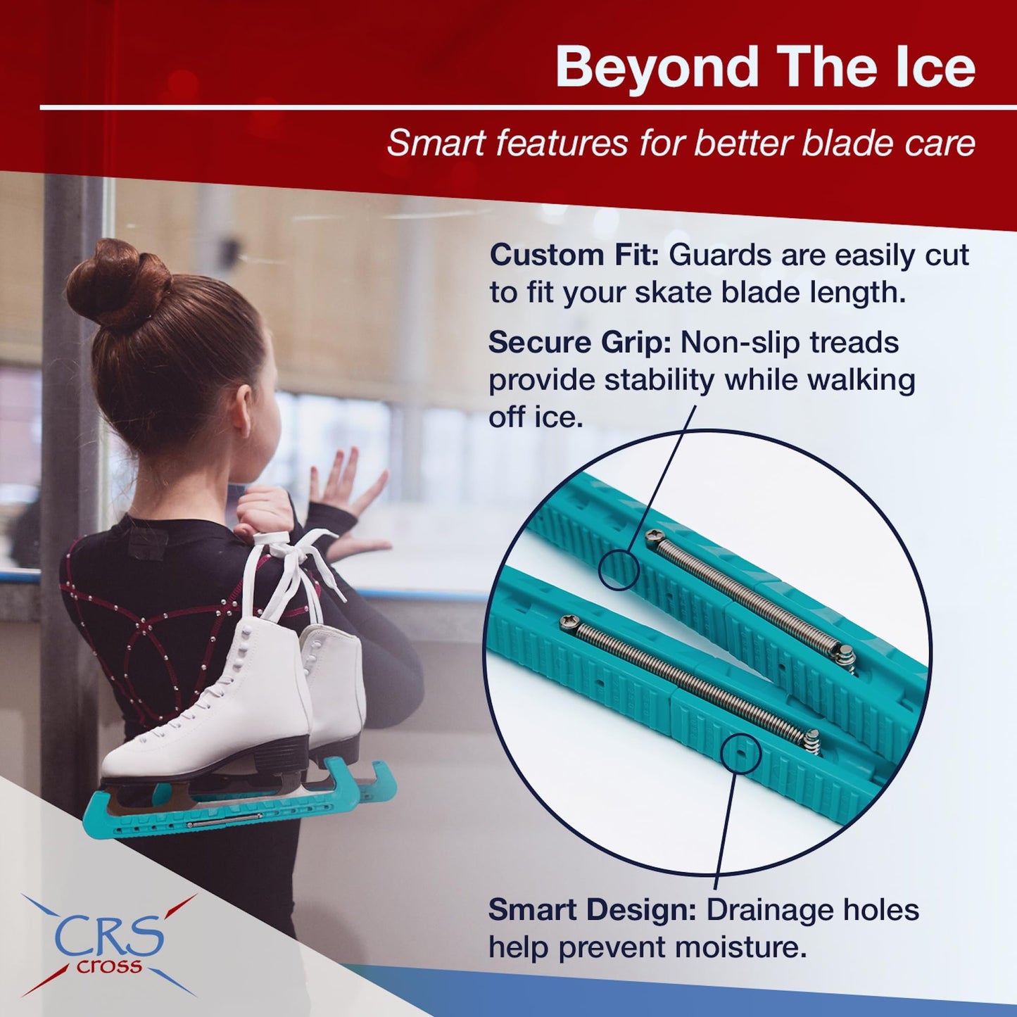 CRS Cross Ice Skate Guards, Soakers and Towel Gift Set. Essential Ice Skating Hard Guard and Soft Skate Blade Cover Accessories for Figure Skating or Hockey (Triple Teal, Large)