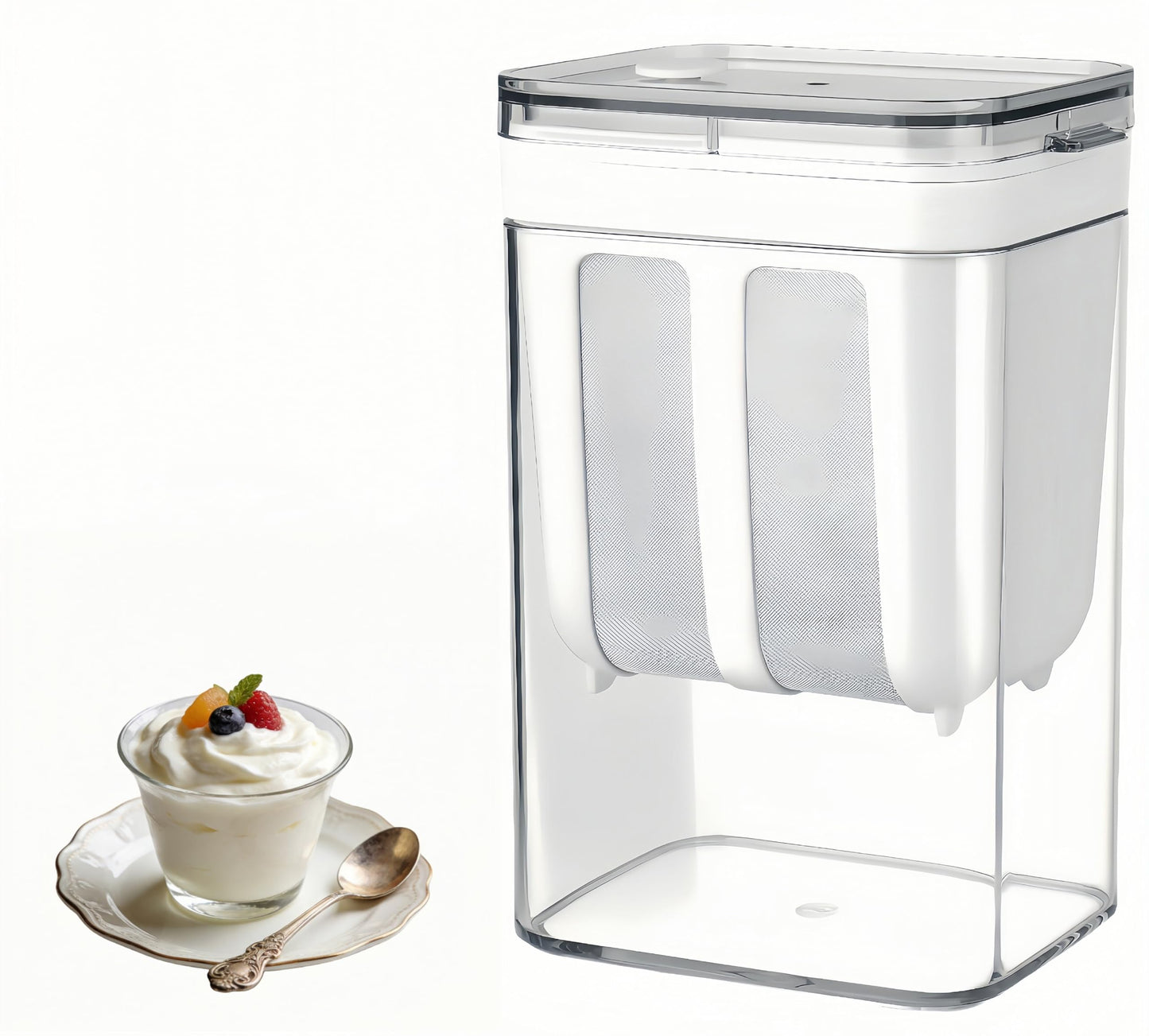 Yogurt Strainer——「0.9QT/0.23GAL Filter」 &「1.9QT/0.475GAL Total」, Yogurt Strainer Greek Yogurt Strainer Yogurt Press, BPA-Free PP Strainer for Whey Separation（Filter0.9QT/0.23GAL）