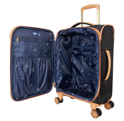 Dockers Seahorse Softside Expandable 8-Wheel Spinner Travel Checked Luggage, 3-Piece Set, Black