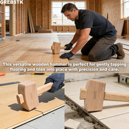 GREBSTK Beech Wood Mallet - Woodworking Hammer & Ice Crusher for Cocktails, Perfect for Chisels, DIY, Bar Tool, Polished Solid Hardwood, 12 Inch