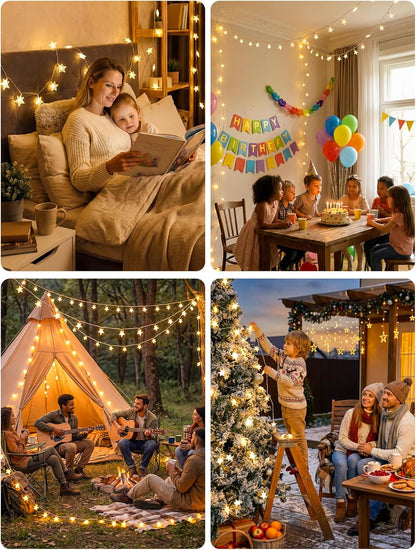 Star String Lights - 39ft 100LED Fairy Lights with Remote | Waterproof Indoor/Outdoor Decor - Warm White