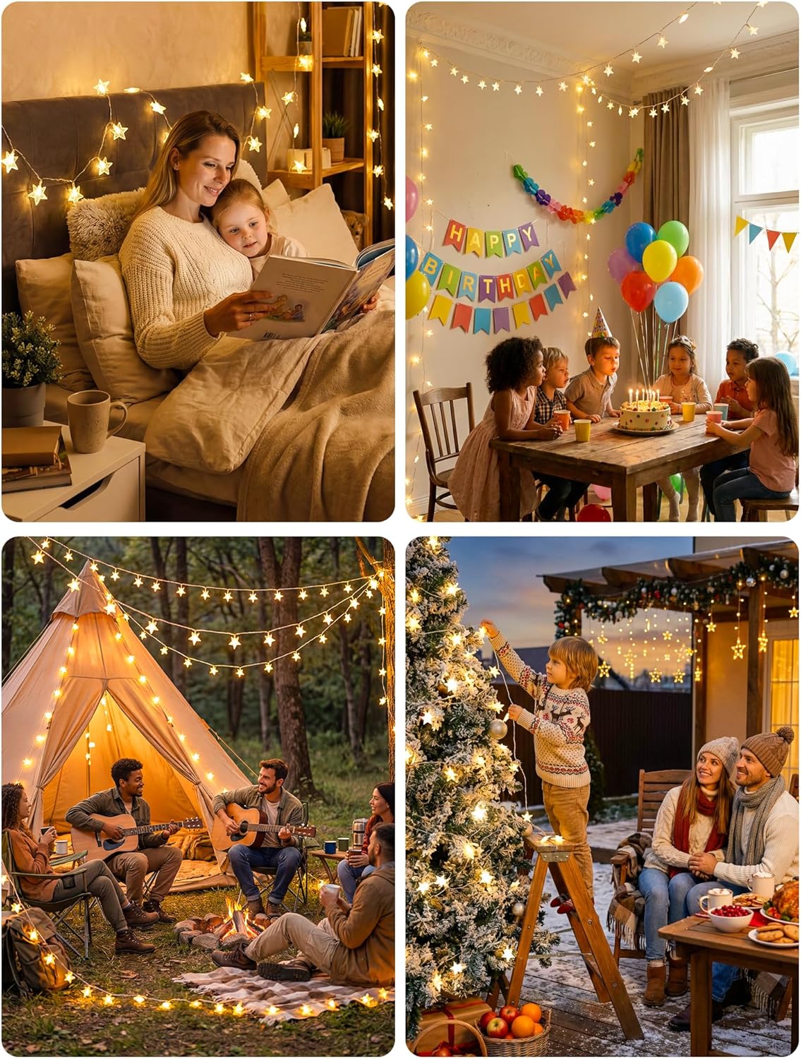 syosupviry in,39ft 100LED Star String Lights Plug Fairy Lights with Remote, Hanging Star Decorations Lights Waterproof