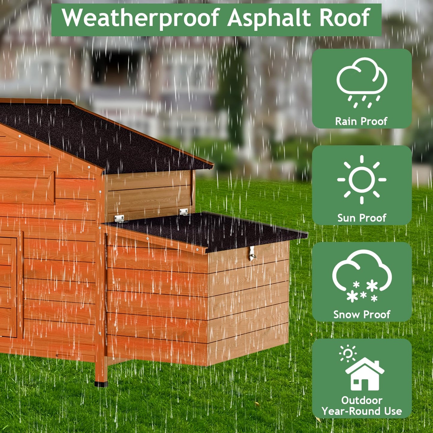 Yafylly 70" Chicken Coop for 2-4 Chickens Outdoor Wooden Hen House Poultry Pet Hutch for Backyard with Nesting Box, Wood