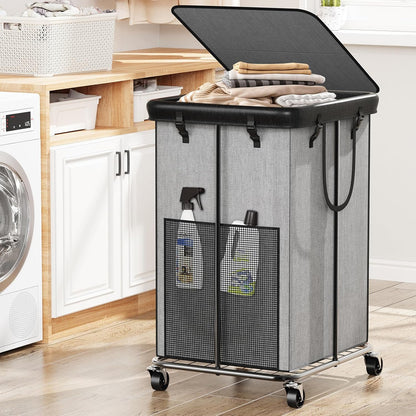 ZATOCL 40 Gal Large Laundry Hamper with Lid, Rolling Laundry Basket with Wheels, Oxford Fabric Dirty Clothes Hampers