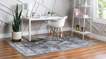 Unique Loom Aarhus Collection Vintage Border Area Rug (10' 0 x 13' 0 Rectangular, Charcoal/Ivory)