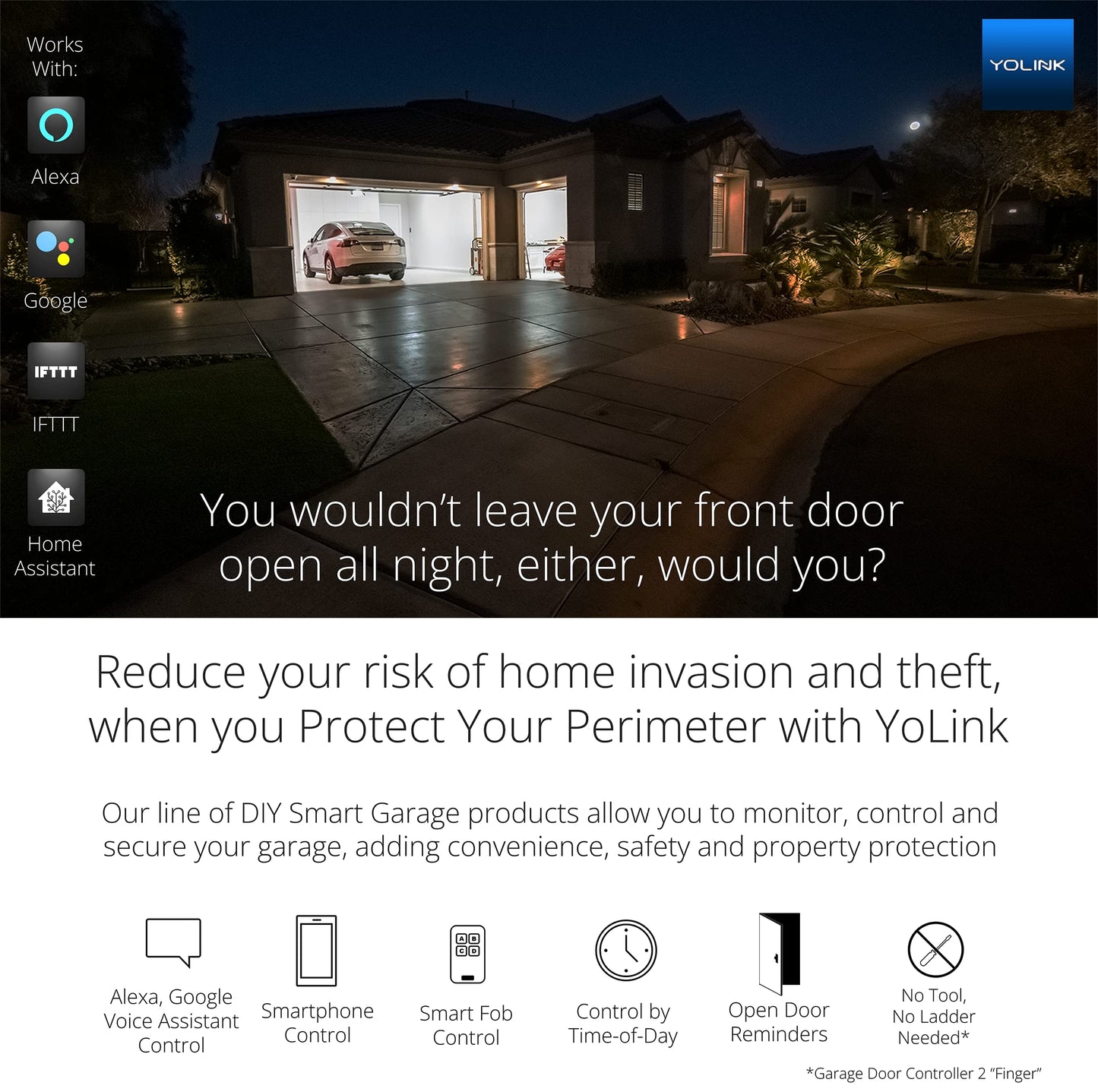 YoLink Smart Garage Door Solution Kit - Convert Any Garage Door to Smart in Seconds! Battery-Powered, No-Wires, No-Tools Super-Easy Installation. Compatible with Alexa & IFTTT