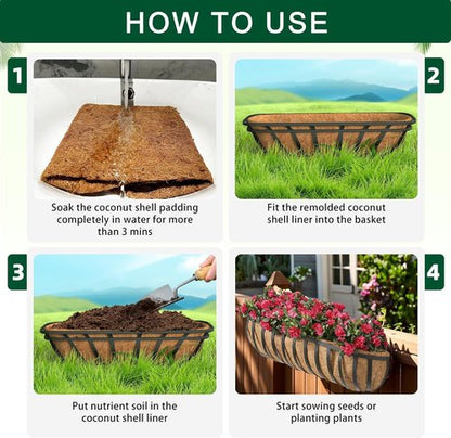 Coco Liner | Pre-Formed Replacement for Planters, Window Boxes & Fence Flower Baskets - 24in, 2pcs