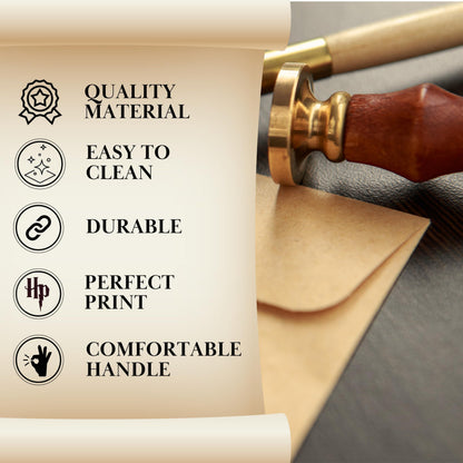 Wax Seal Stamp Kit - Sealing Stamp Set with Vintage Wooden Handle Seal Wax Stamp for Craft and Gift Vintage Wax Envelope Seal Press Heads and Hand for Adults