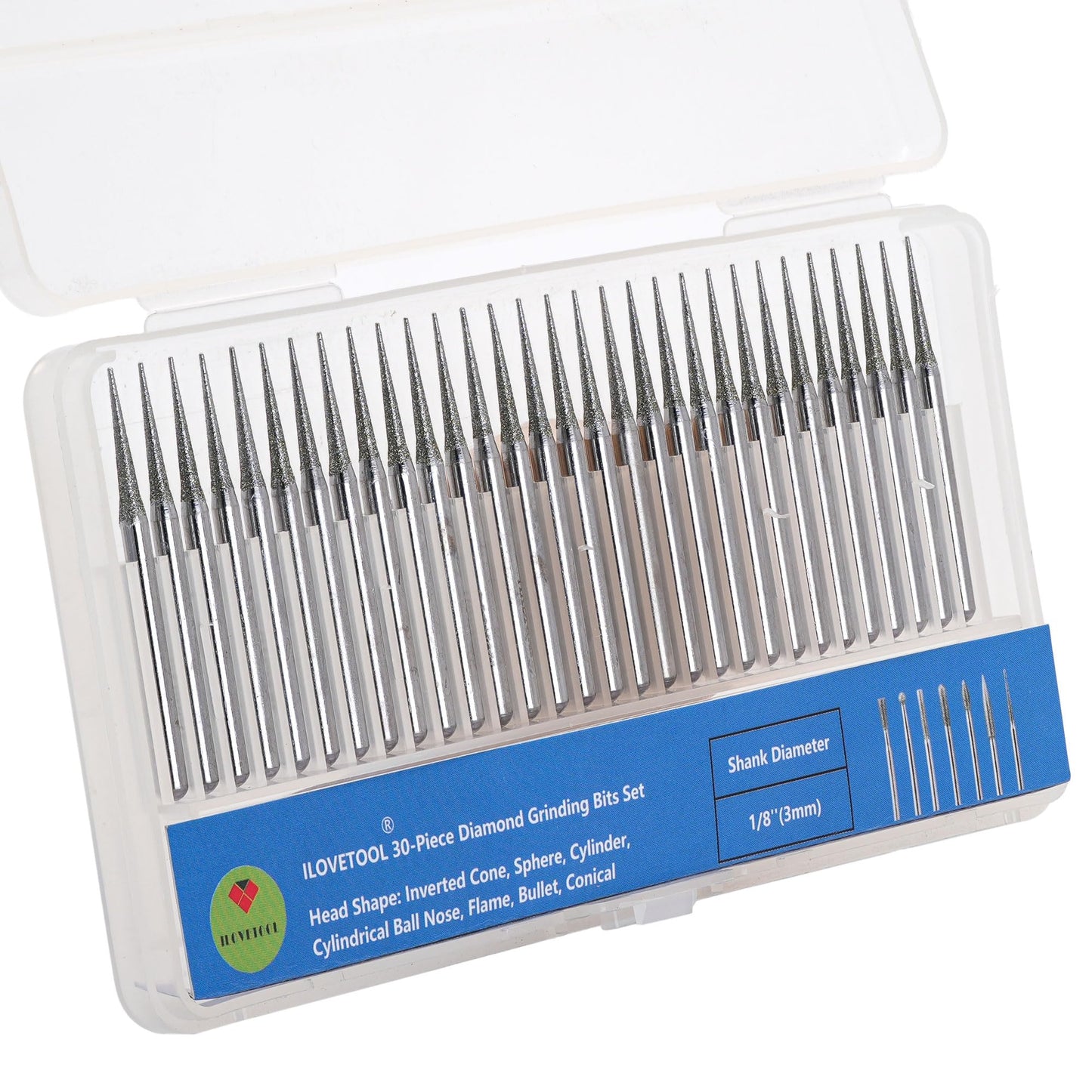 30-Piece Diamond Drill Bits Set for Jewelry Making Sea Glass Shells Gemstones Diamond Tipped Drill Bits for Dremel Rotary Tools Glass Ceramic Stone