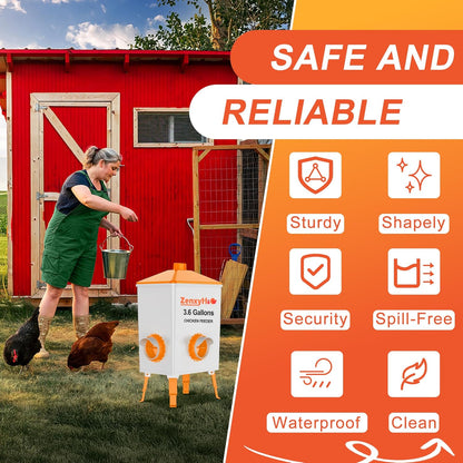 6 ZenxyHoC DIY Chicken Feeders No Waste, Ports Poultry Feeder with Hole Saw for Buckets Troughs Orange