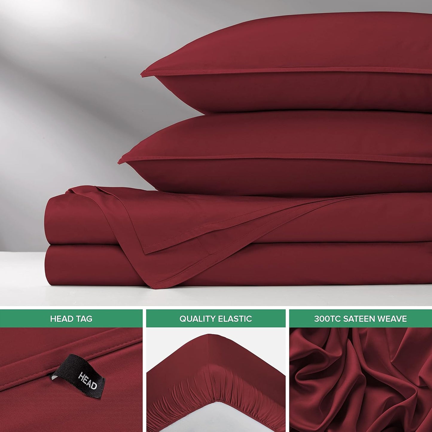 Pure Bamboo Queen Sheets - Luxuriously Soft 100% Organic Viscose Bed Sheet Set | Cooling & Durable (Queen, Merlot)
