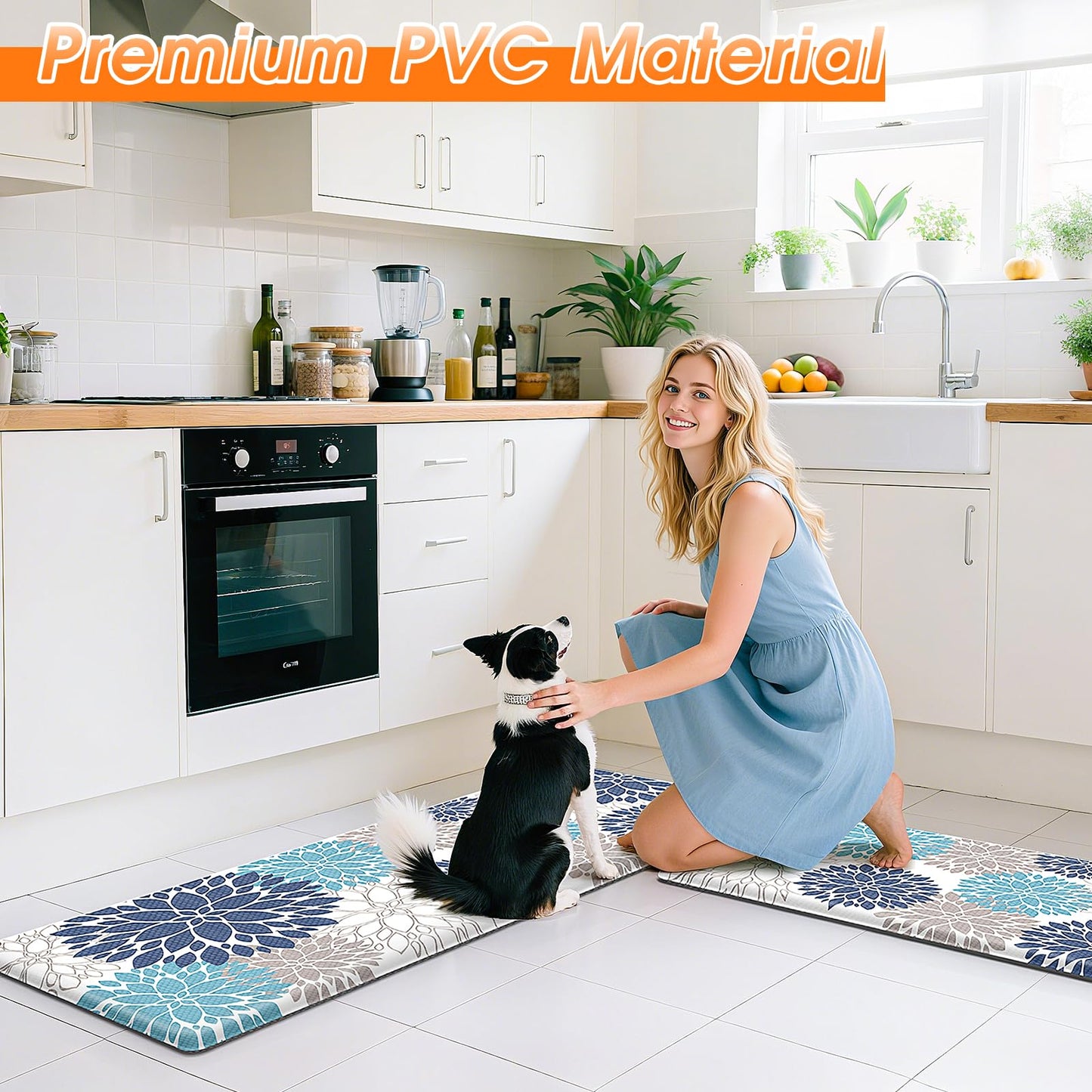 StepLively Kitchen Mats, 2PCS Kitchen Rugs, Cushioned Anti Fatigue Kitchen Mats for Floor, Kitchen Accessories Non-Slip Waterproof Kitchen Rug Set for Sink, Kitchen, Laundry, 17.3"×30"+17.3"×47"