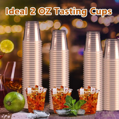 GGOLDMER 300 Pack 2oz Plastic Shot Glasses - Disposable Shot Glasses Mini Shot Cups for Wedding, Holiday, Party, 2 oz Shot Cups for Beer, Vodka, Whiskey, Tequila, Snacks (Clear)