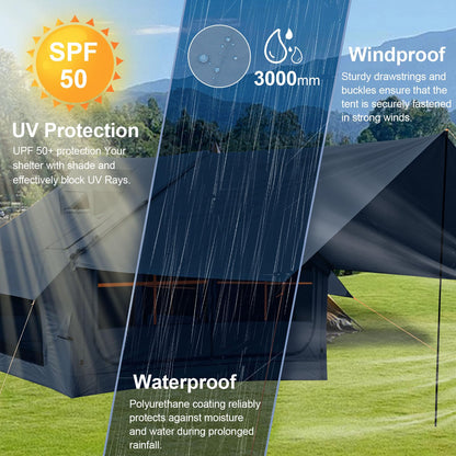 Inflatable Tents for Camping with Stove Jack, Electric Pump Blow Up Tent with Large Removable Tarps,Easy Setup Air Tent House, Waterproof Inflatable Hot Tent for Camping