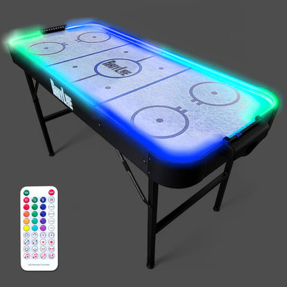 PartyLife 54" Air Hockey Table w/LED Lights & Folding Steel Legs - Powerful Motor, Smooth Surface, Very Sturdy - Perfect for Kids and Adults, Game Rooms & Home Arcade!