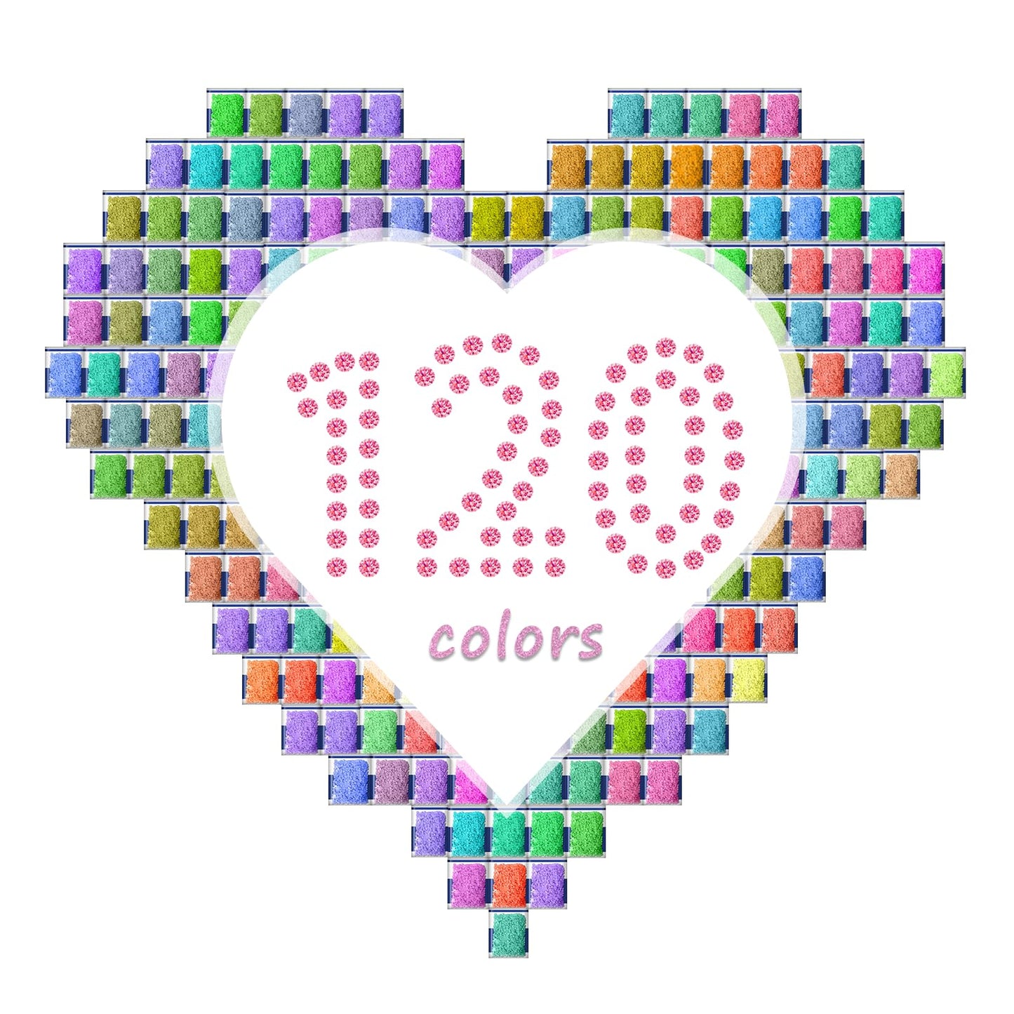 CAIOVSE 60000 Pieces 120 Color Diamond Painting Beads, Round Drills 5D Diamond Rhinestones Art Accessories for Crafting, Flat Bottom Round Resin Diamond for DIY GEM Art Craft (500PCS Per Bag)