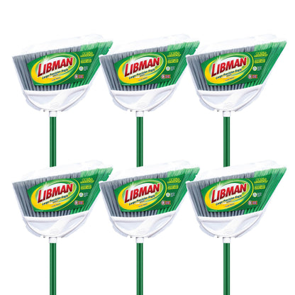 Libman Commercial 205 Large Precision Angle Broom, Steel Handle, 13" Wide, Green and White (Pack of 6)