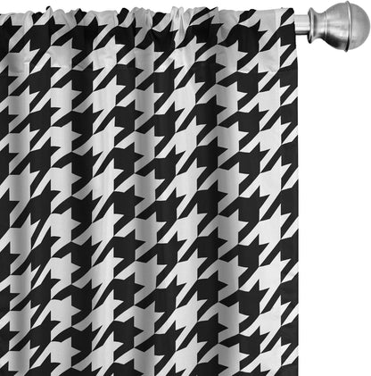 Ambesonne Modern Curtains, Bizarre Shapes Houndstooth Graphics, 2 Panel Set for Living Room Bedroom