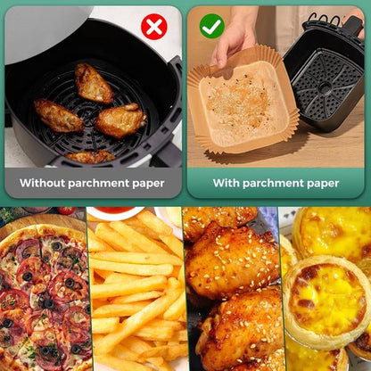 COSORI Disposable Air Fryer Liners - 100PCS Parchment Paper for 2 QT Mini Air Fryer | 4.7 Inch Square Sheets