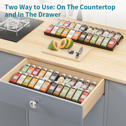 BOIVSHI Spice Drawer Organizer, 4 Tier Metal Spice Organizer for Drawer Insert, Spice Organization for Drawer, Kitchen, Countertop, Pantry (Jars Not Included)