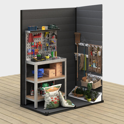 UDPATIO Outdoor Storage Shed 5x3 FT, Plastic Garden Shed for Bike, Garbage Can, Tool, Outside Resin Shed with Lockable Door for Backyard, Patio, Lawn, Dark Grey