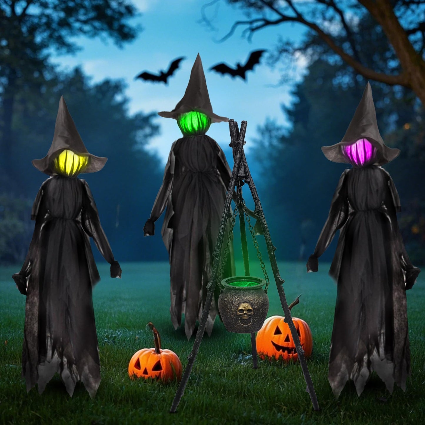 winemana 3 Pack Halloween Witches Outdoor Decorations, 6FT