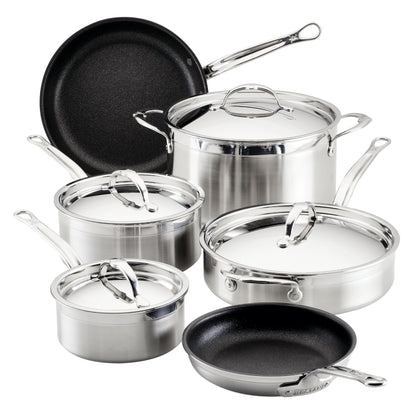 Hestan ProBond Forged TITUM - Professional Clad Stainless Steel, Nonstick, 10-Piece Cookware Set, Induction Compatible, Made without PFOAs