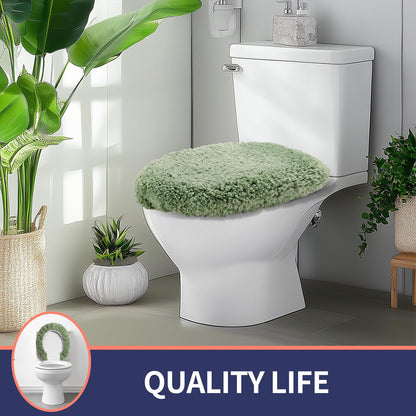 Baahrnom Luxury Soft Microfiber Toilet Lid Cover Machine Washable Solid Toilet Seat Cover 17.5" x 15" Adjustable Rubber Backing Fits Most 16-17.5" L x 14-16" W Round Oblong and Elongated Toilet Seat