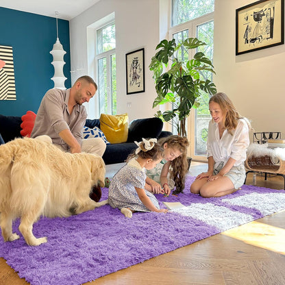 OLANLY Runner Rugs - Soft, Machine Washable Shaggy Design for Hallway & Bedroom | Purple 2x6 ft