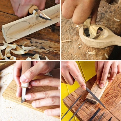 MILUOSONG Wood Carving Kit Box Wood Carving Tools Hand Carving Knife Set with hand Files for Wood,Model,Spoon,Pumpkin, Vegetables Carving Kit for Kids Adults Beginners Woodworking DIY