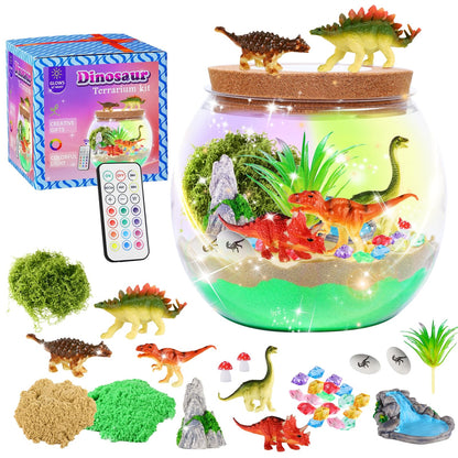 Hannstar Dinosaur Toys-Light Up Terrarium Kit for Kids, Night-Light DIY Dino Toys for Boys Ages 4 5 6 7 8-12, Birthday Easter Gifts for Boys, Arts and Crafts Kit for Kids