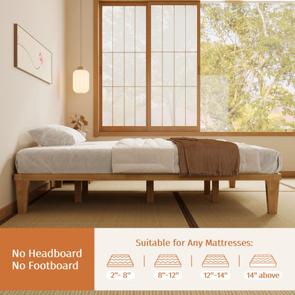 IOTXY California-King Platform Bed Frame - 12 Inch Solid Wood Mattress Foundation Base with Heavy-Duty Support Slats & Legs, Rubberwood California King Size Bedframe
