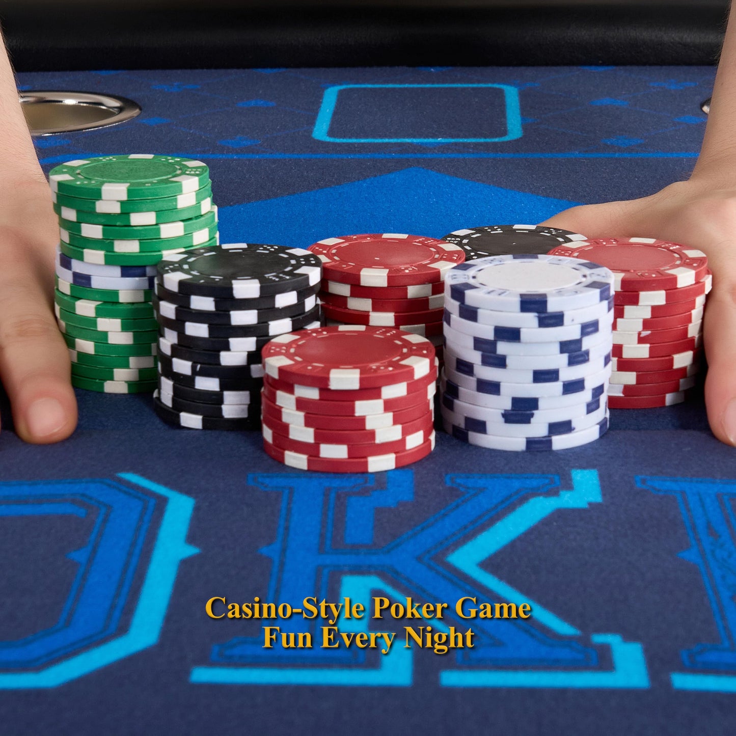 Barrington 48-in Poker Table with Folding Legs and Drink Holders for 8 Players Perfect for Game Rooms