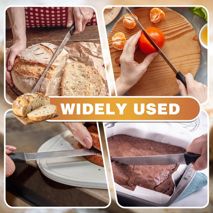 Oh Klyzo 2 Pack 14 Inch Bread Cake Knife Stainless Steel Cake Slicer with Serrated Edge for Cutting Bread and Cakes