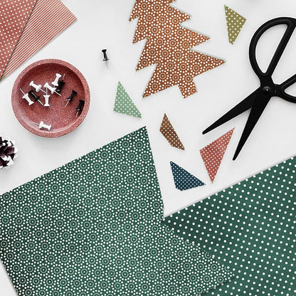 Boho Scrapbook Paper 12 x 12 In, 24 Sheets Double Sided Patterned Decorative Papers, Background Papers, Scrapbooking Supplies for Journaling Decor, Album Decor or Card Making (Green and Red)