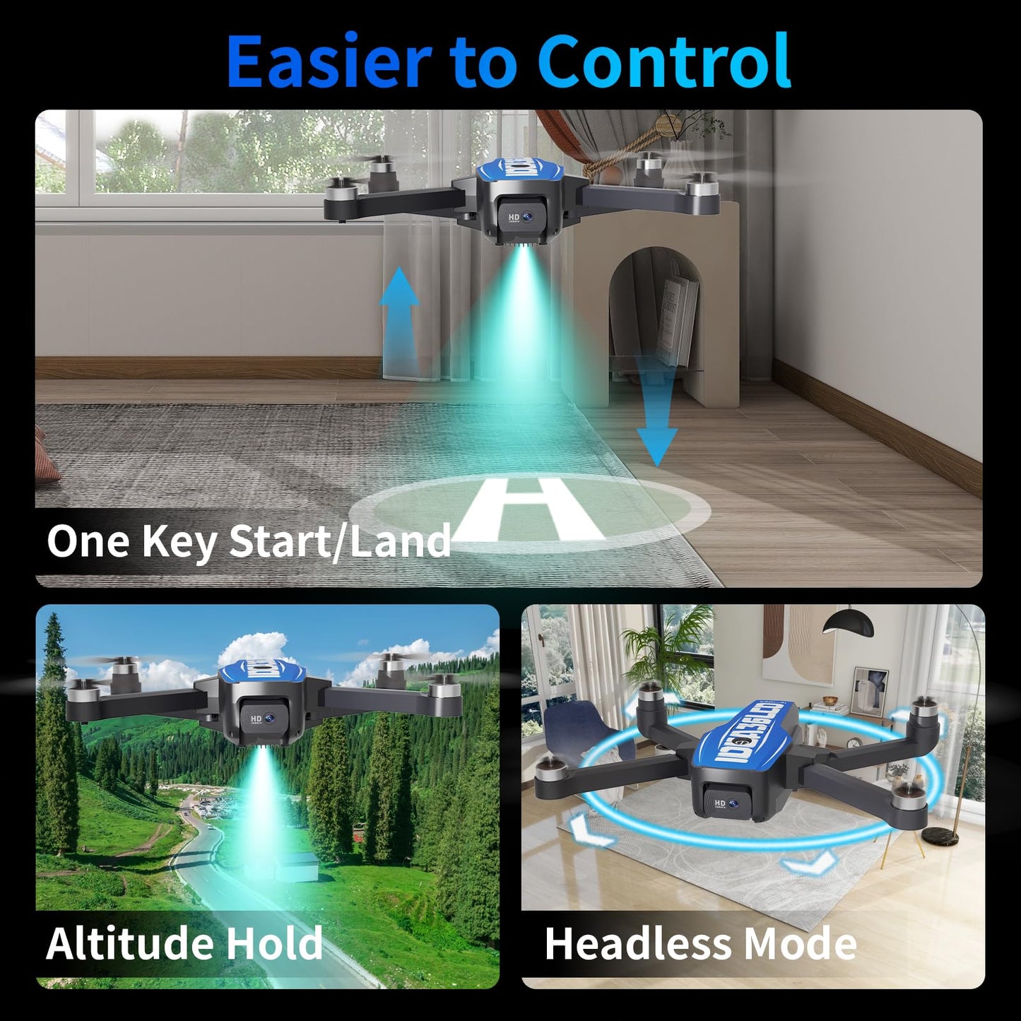 LE-IDEA GPS Drones with Camera for Adults 4k Professional, IDEA36LCD Drones with 4.5-inch LCD Screen Brushless Motor, Auto Return, Follow Me, One Key Start, Foldable RC Quadcopter for Beginners