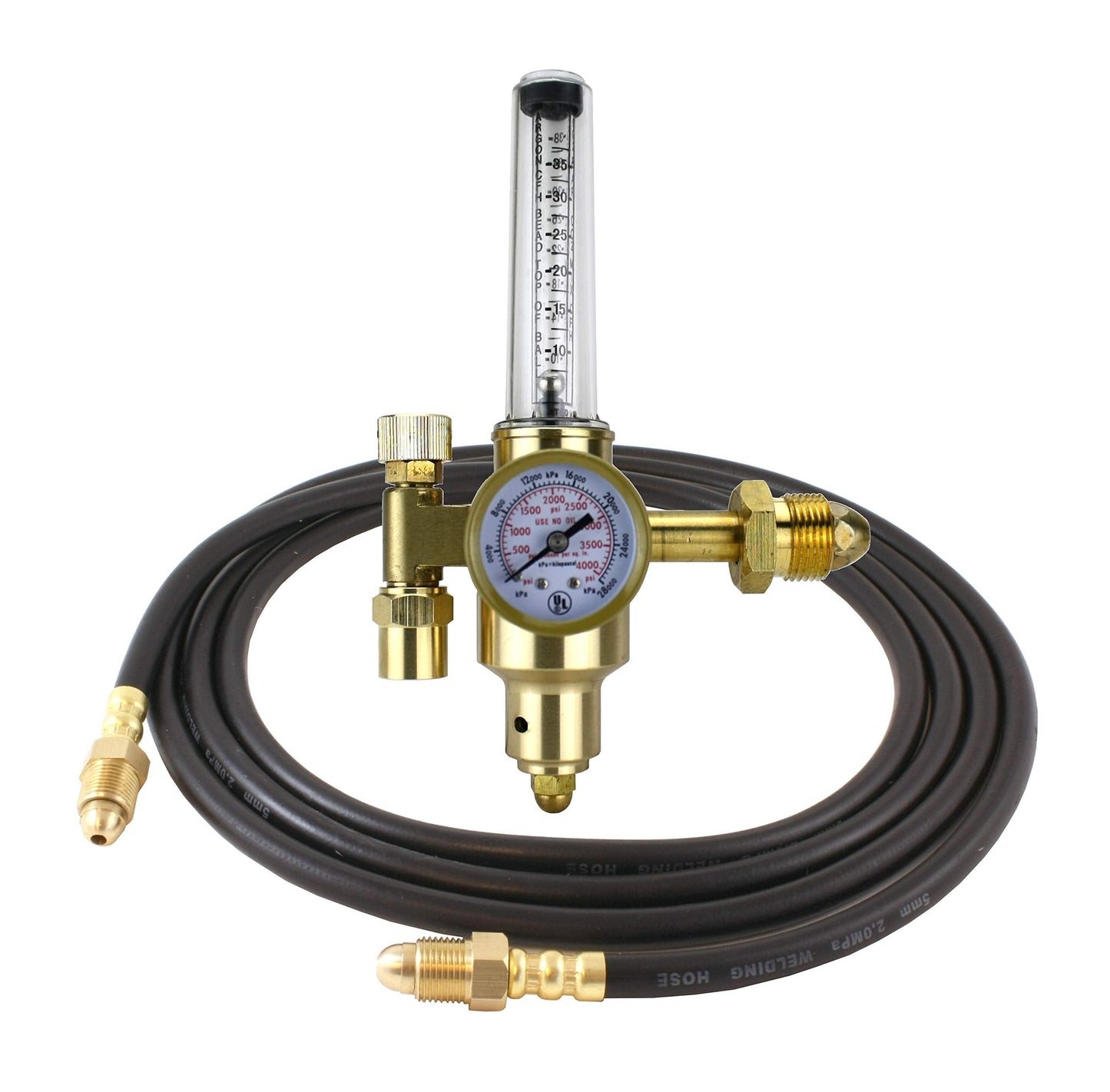 Argon CO2 - TIG/MIG Flowmeter - Welding Regulator - High-Flow - SÜA with 10 Feet Argon Hose- CGA580 - HDV