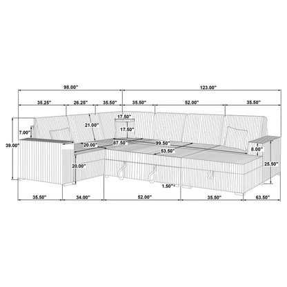 Coaster Home Furnishings - Devonshire - Sleeper Sectional Sofa with Pop-Up Sleep Surface, Storage Chaise, Three Accent Pillows and Pull-Out Bed - Living Room - Black - 511049