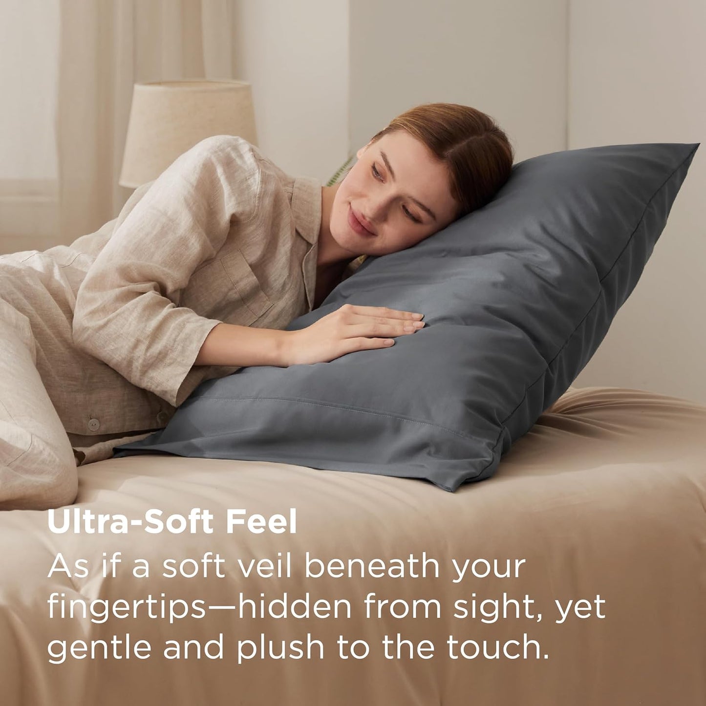 Bedsure Pillow Cases - Super Soft Dark Grey Brushed Microfiber Set of 2 | Standard Size 20x26 Inches