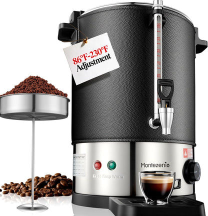 50 Cup Commercial Coffee Urn with Temp Control, 1200W Extra Large Coffee Maker Double Insulated 304 Stainless Steel Coffee Dispenser Hot Water Urn with for Home Party Office Catering (8L/50cups)