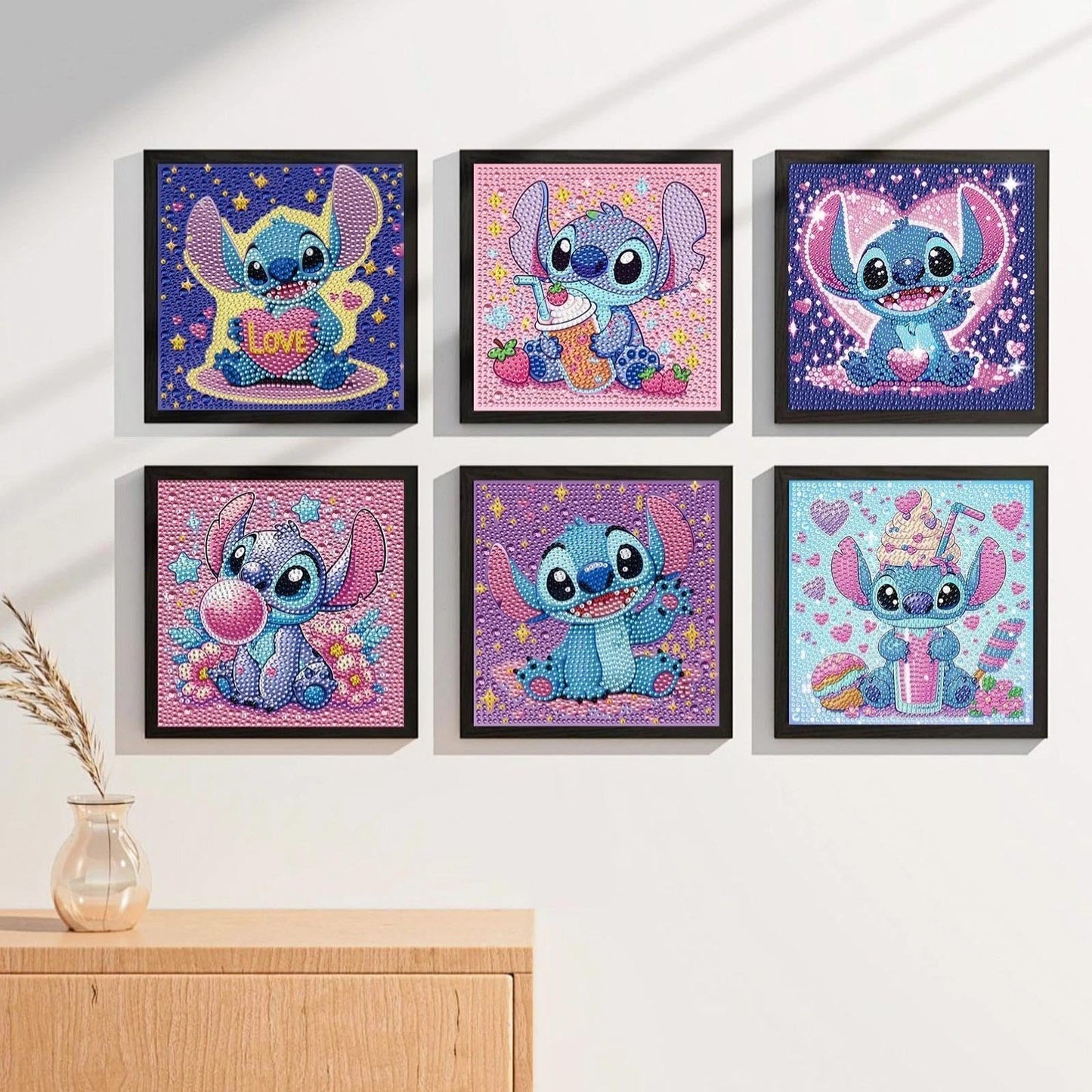 JYLMOOD 6 Packs 5D Diamond Art Kits for Kids Beginners, Full Drill 5D Cartoon Diamond Painting Kits for Adults, DIY Big Gem Art Paintings Kits for Kids Ages 8-12, Home Wall Decor 6x6 Inch