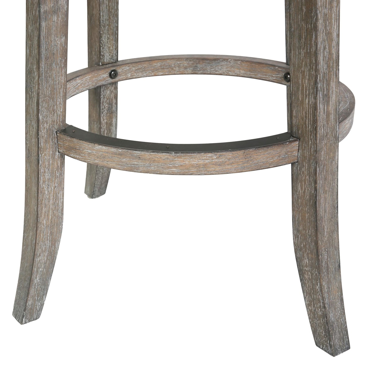 New Ridge Home Goods Farmhouse 26" Wood Counter-Height Bar Stool with Natural Seagrass Seat, Reclaimed Gray