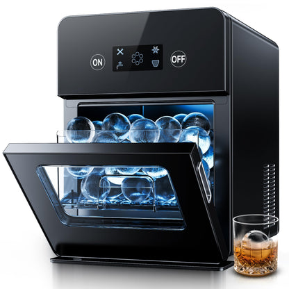 EUHOMY Ice Ball Maker Countertop, 144Pcs/day, 4Pcs Ready in 40Mins, Self-Cleaning, Sphere Ice Maker Machine with Crystal Clear Ice for Whiskey/Brandy/Rum