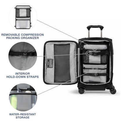 Travelpro Crew Classic Lightweight Softside Expandable Carry on Luggage, 8 Wheel Spinner Suitcase, Men and Women, Carry On 21-Inch, Black