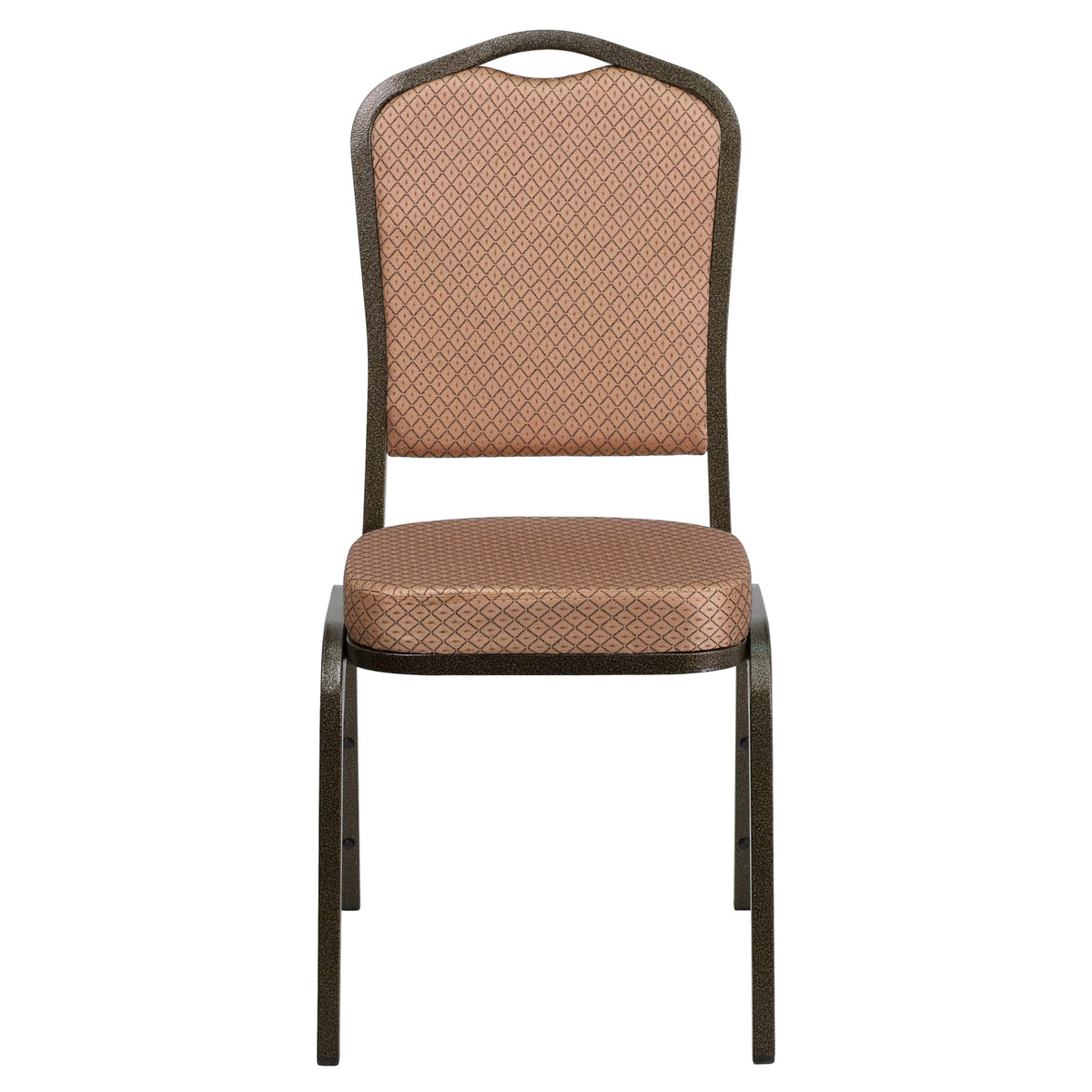 Flash Furniture 4 Pack HERCULES Series Crown Back Stacking Banquet Chair in Gold Diamond Patterned Fabric - Gold Vein Frame